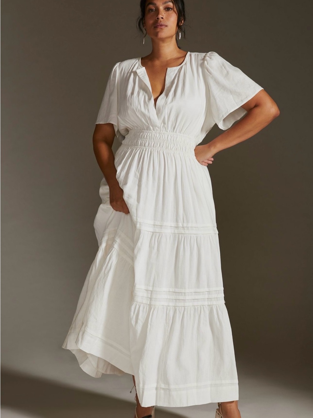 NWT Anthropologie The Somerset Maxi Dress Linen Edition In White